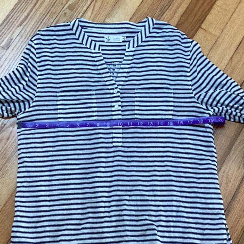 Carve Designs Dylan horizontal stripe organic cotton Gauze Shirt size medium - Picture 10 of 10